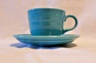Vintage Homer Laughlin Fiesta Ware Turquoise Tea/Coffee Cup And Saucer Lead Free