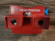 GAF View-Master Stereoscope Viewer Red  White With Blue Handle Working, Vintage