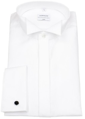 Seidensticker Herren Smokinghemd Slim Fit Kläppchenkragen weiß