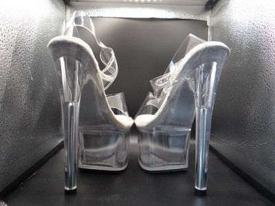 Pleaser Passion 708 Clear/Clear Stiletto Pole Dancer Heels Size 5