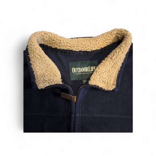 Outdoor Life Midnight Blue Men's XXL Fleece Vest Minimal Retro Full Zip - Picture 4 of 14