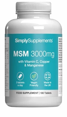 MSM 3000mg - 180 comprimés - Selon les normes de qualité - SimplySupplements