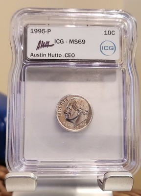 激レアNomo 50 ドジャース 記念缶バッジ 1995年 1995 P ROOSEVELT DIME ICG CERTIFIED MS 69 AUSTIN HUTTO SIGNED | eBay