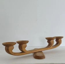 Vintage Mid Century Wood Candelabra Swivel 4 Arm Taper Candle Stick Holder 18”
