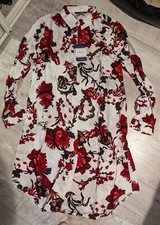 Summer Shirt Dress Floral Rose Red