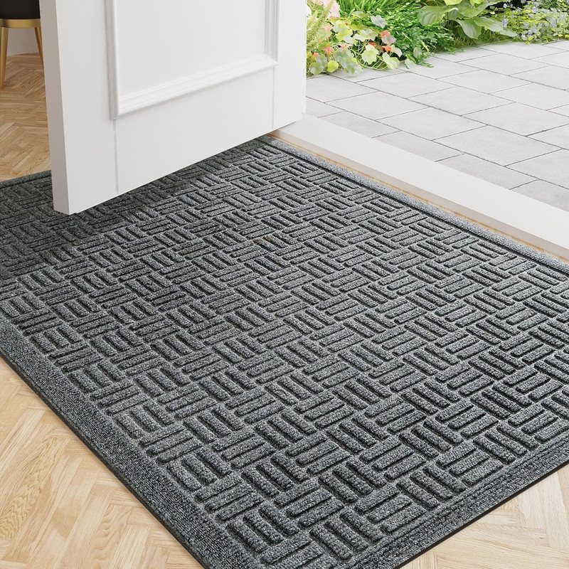 Mibao Front Door Mat Indoor Outdoor Entrance, Dirt Trapping Waterproof All-Seaso