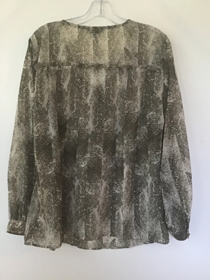 Mujer DAISY FUENTES Marrón Transparente Beige Túnica Blusa Top Camisa L Grande 10 12  Foto 4 de 4