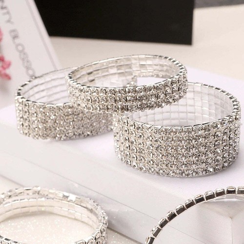 Fashion Multilayer Crystal Stretch Shine Bracelets for Women - Foto 4 di 16