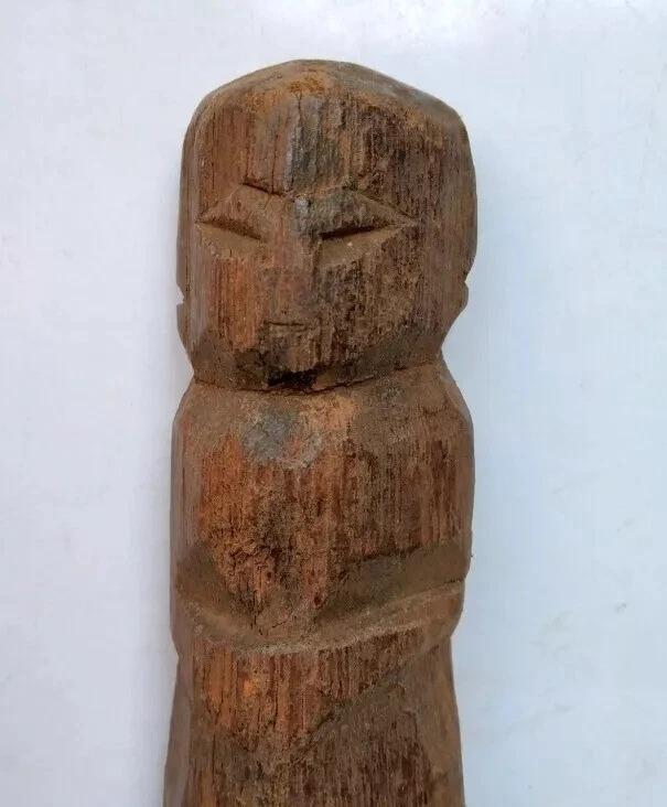 收藏品老式稀有手工雕刻木制部落人像雕像雕塑 — 第 2/4 张图片