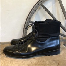 PRADA Luxury Black Leather Lace-Up Streetware Ankle Half Dress Boots 8 Italy