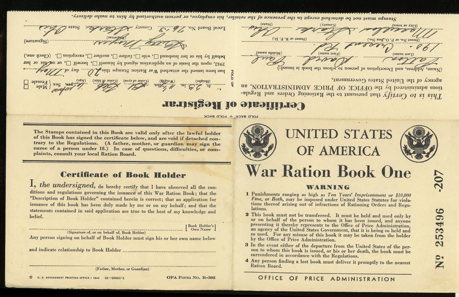 USA War Ration Book One № 253496 WWII 1942 | eBay