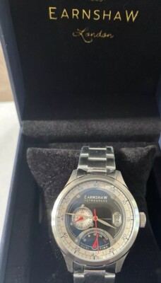 NWT Thomas Earnshaw Men s Watch Dual Time Retrograde Classic Black  ES-8269-11