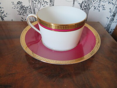 Tasse Et Sous-tasse Bernardaud Madison Carmin – Porcelaine De Luxe, Occasion