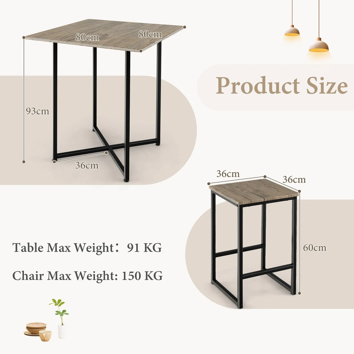 5 Piece Industrial Dining Table Set Kitchen Furniture Table With 4 Stools
