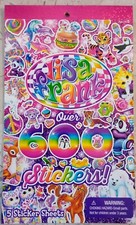 Lisa Frank Stickers 600 in 5 sheet pk Colorful Rainbow Whimsical Magical 2015
