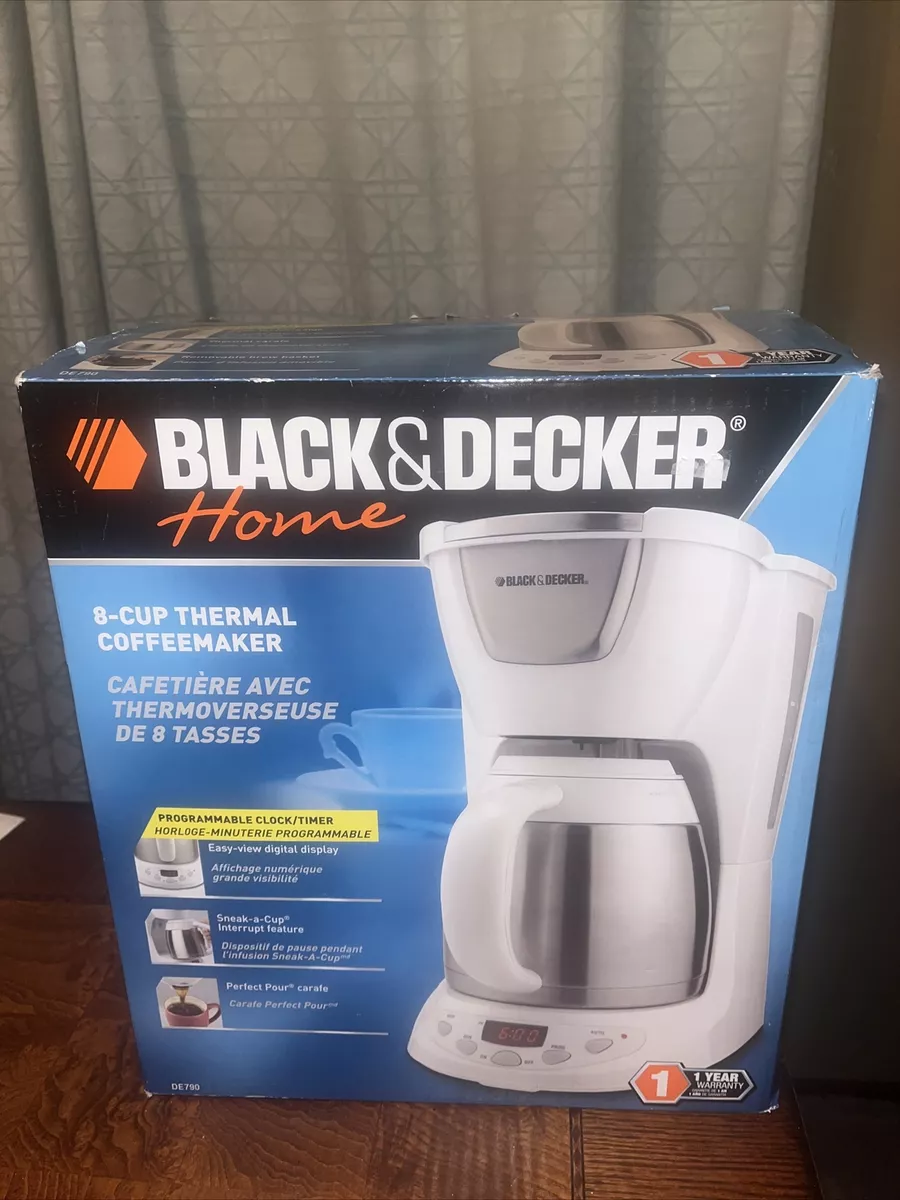 Black & Decker Thermal Insulated Select Plus 8 Cup Coffee Maker White DE790  New