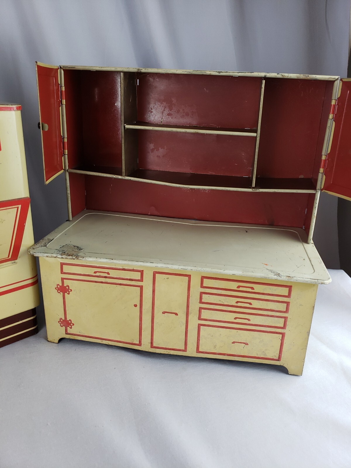 Vintage Wolverine 1950s Tin Litho Toy Kitchen Hutch Stove Rustic eBay