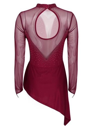 Women Long Sleeve Figure Ice Skating Dress Skater Skirt Lyrical Dance Costume - Picture 52 of 81