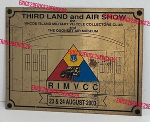 Third Land & Air Show Rhode Island Military Vehicle Collectors Club Brass Plaque