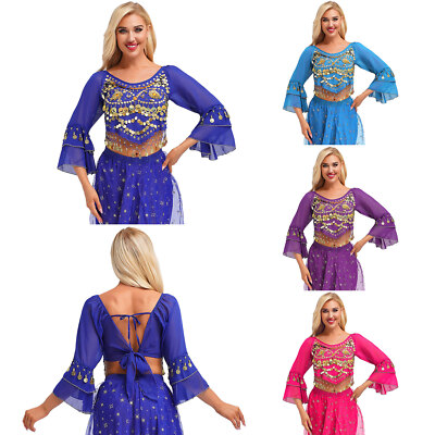 Frauen Oberteile Quaste Shirts Kostüm Tanzbekleidung Bauchtanz Crop Top Salsa