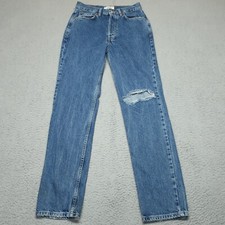 Free People Jeans Womens 25 25x30 Blue Distressed Low Rise Skinny Twenty Five