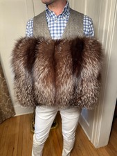 Genuine 15x13 Real Silver Fox Fur Muff Hand W...