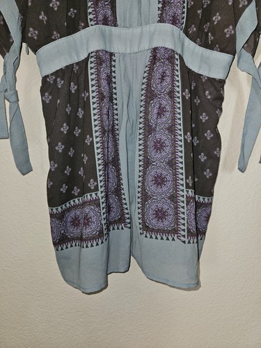 Free People Santa Cruz Mini Dress Size Medium Dusty Blue Gray Kimono Tunic - 第 12/12 張圖片
