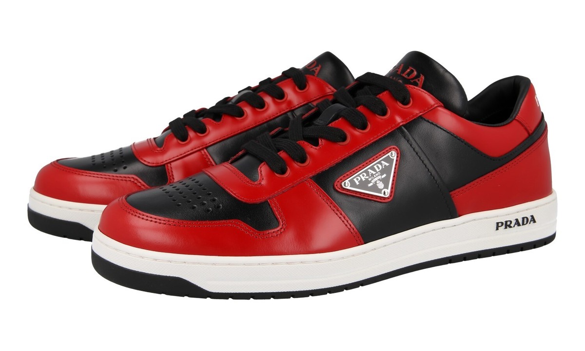 PRADA DOWNTOWN SNEAKERS SHOES 2EE364 BLACK/RED LEATHER NEW PRADA DOWNTOWN SNEAKERS SHOES 2EE364 BLACK/RED LEATHER NEW