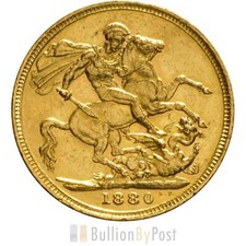 1880 Gold Sovereign - Victoria Young Head - M