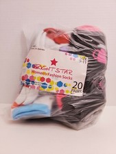 Womens 20-Pack Low Cut Socks Running Ankle Socks Assorted Colors Shoe Sizes 5-9