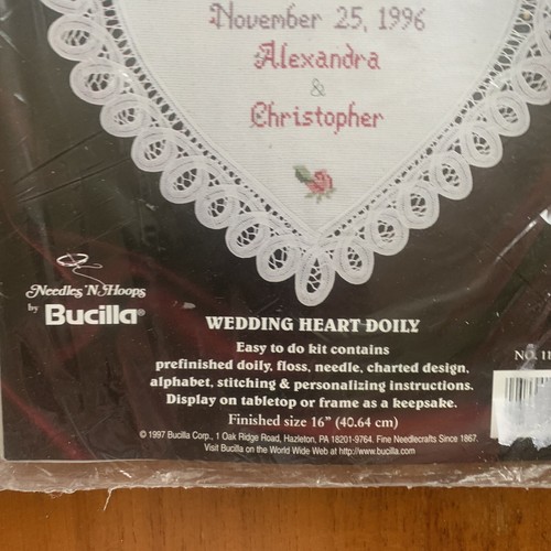 Wedding Heart Doily Cross Stitch Kit Bucilla NIP 16 in - Picture 4 of 9