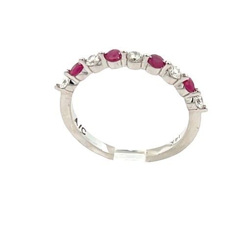 Natural Diamond & Red Ruby .50tcw 14kW gold anniversary ring size 6.5 NEW - Picture 1 of 7