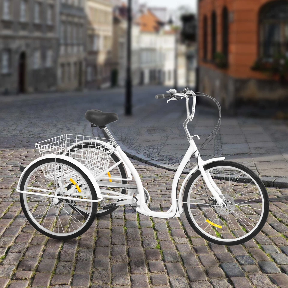 26" Zoll Dreirad Fahrrad 6 Gang 3 Räder Für Erwachsene Tricycle Mit Einkaufskorb - Bild 4 von 4