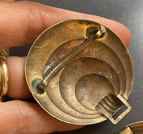 ART NOUVEAU Gold Brass Belt Buckle 2 Triangles Around a Circle - Picture 5 of 5