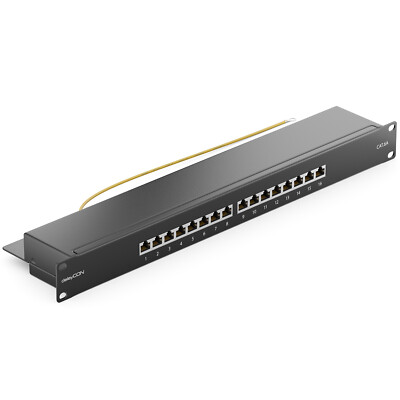 CAT 6a Patchpanel 16 Port Netzwerk LAN RJ45 Verteilerfeld 19'' Zoll Rackeinbau