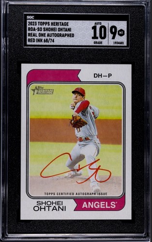 2023 Topps Heritage Baseball Shohei Ohtani Red Ink Auto /74 SGC 9/10 MVP 50/50