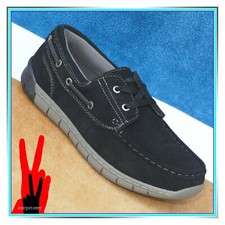 scarpe uomo pelle mocassini stringate classico sportiv casual barca nero VV