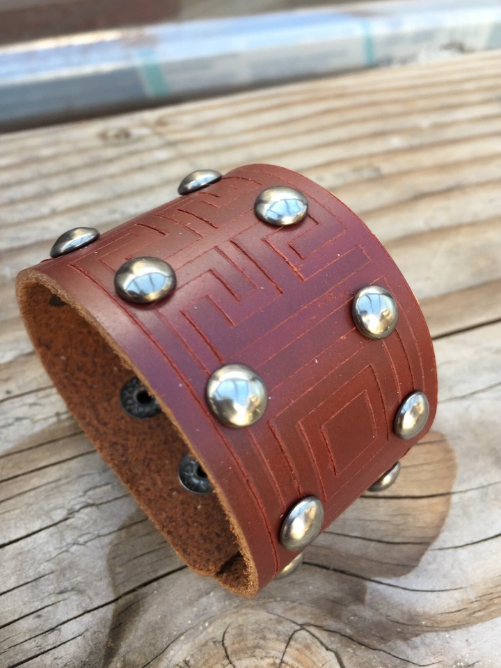 Men Womens Wide Leather Belt Wristband Bangle Cuff Punk Bracelet