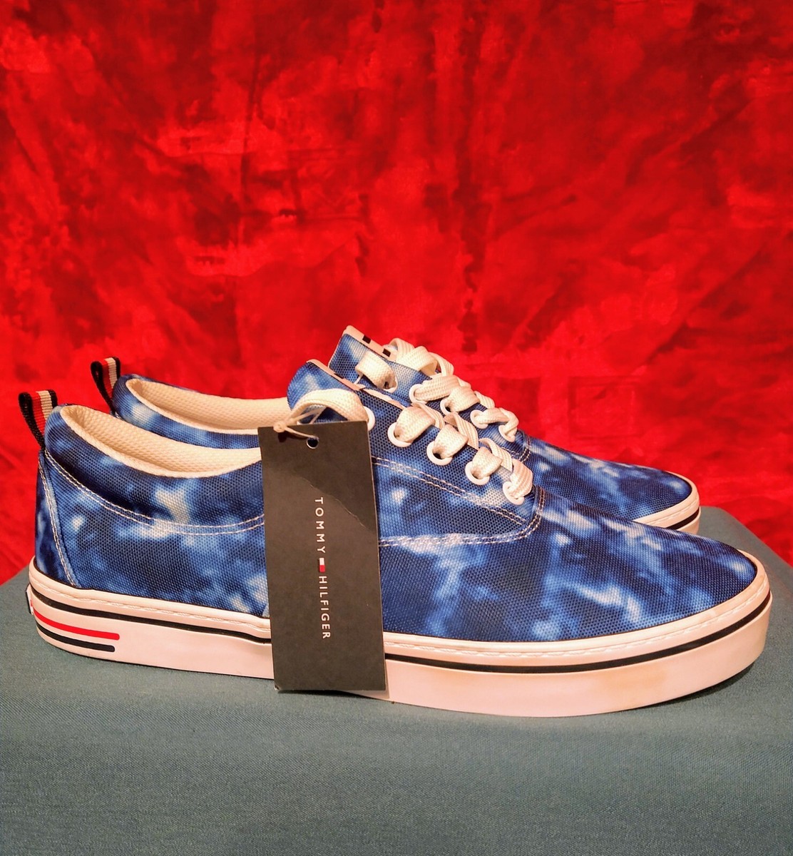 TOMMY HILFIGER REMMO MENS BLUE TIE DYE SNEAKERS SHOES SIZE 9 