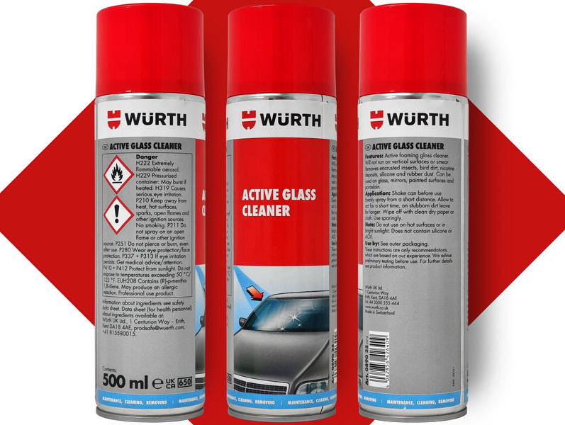 Würth® Active Glass Foam Cleaner Aerosol Streak Free Spray 500ml eBay
