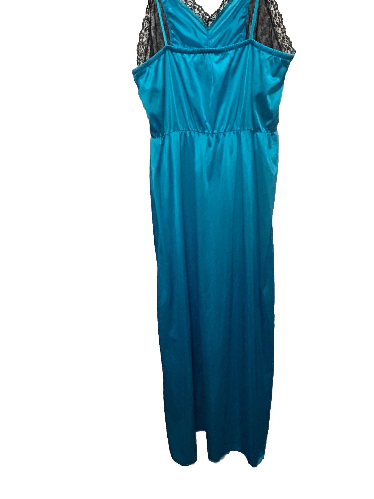 UNDERCOVER Camicia da notte vintage anni 80 sottocoperta donna L blu nero pizzo stravagante goth fata