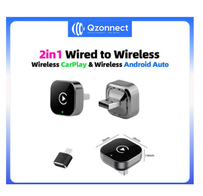 2-in-1 Wireless CarPlay Android Auto Adapter Plug, iPhone Android-Fast delivery