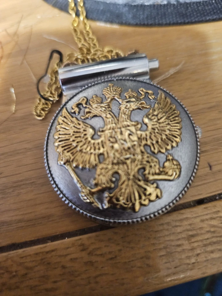 Silver & Gold Tone Russian Pocket Watch Runs! Beautiful Russian Double Eagle... - Image 2 of 4