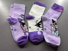 Cute Crew Anime Kuromi Sanrio Socks - 3 Pk