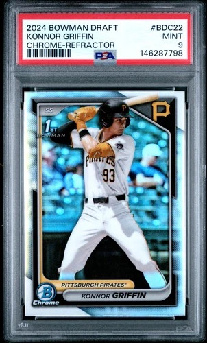 7798 Konnor Griffin 2024 Bowman Draft #BDC-22 Refractor Chrome 1st RC RC PSA 9