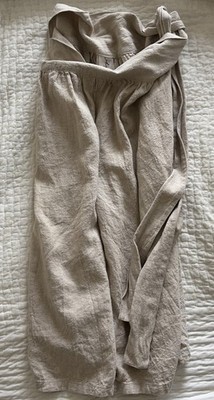 Ichi Antiquities Wide Leg Linen Pants Tie Waist Women's Cream Ivory