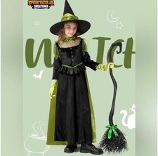Witch Costume Girls Large 10-12 Halloween Hat Broom Spooktacular Creations