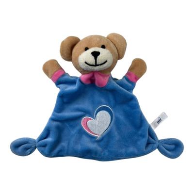 Schmusetuch Bär blau rosa Herz elevit Pronatal Teddybär Schnuffeltuch sehr gut