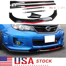 Front Bumper Lip Splitter Spoiler Glossy Black Red For Subaru WRX STI