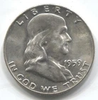1959-D- FRANKLIN HALF DOLLAR-90% SILVER- LOT # 329